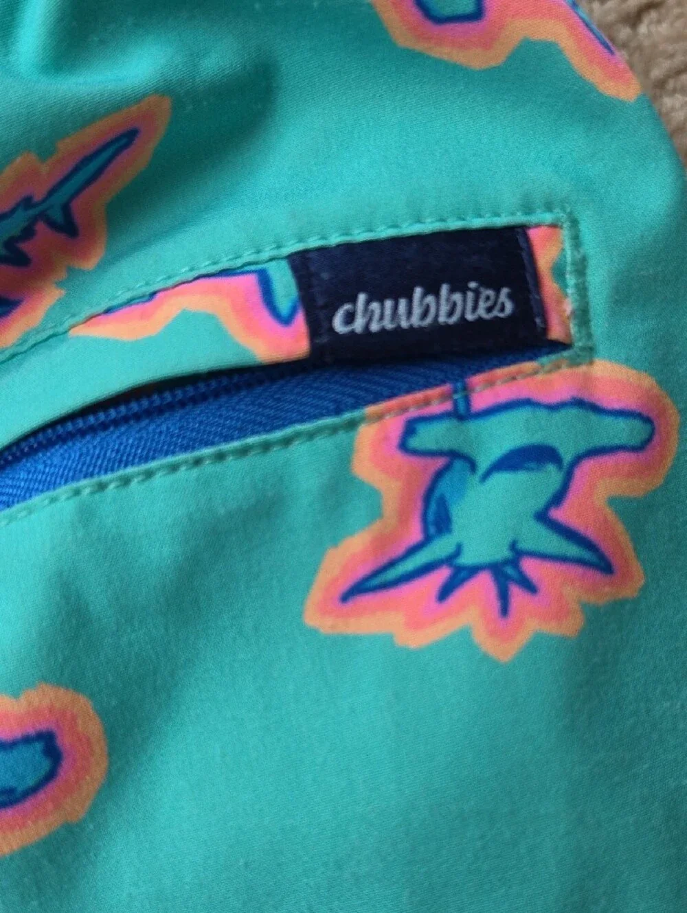 Chubbies Teal Shark Youth XL Swim Trunks